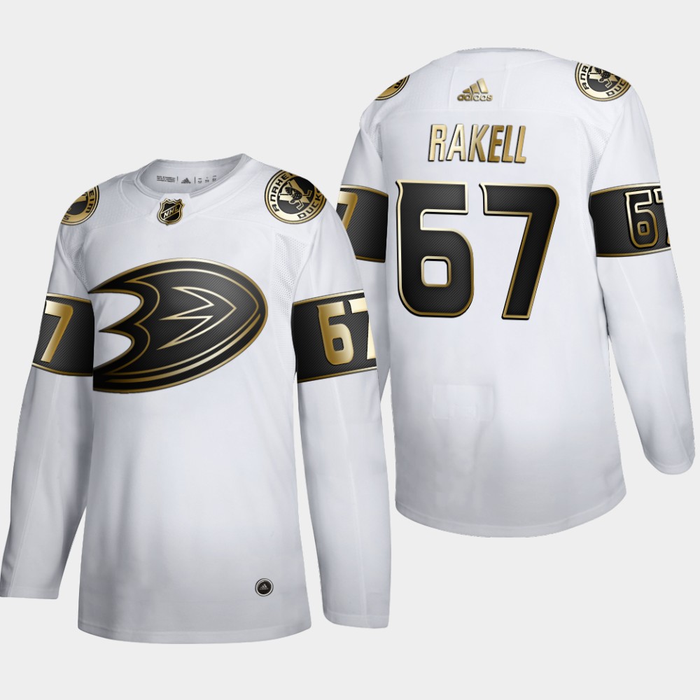 Anaheim Ducks #67 Rickard Rakell Men Adidas White Golden Edition Limited Stitched NHL Jersey